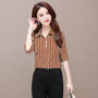 Chiffon Bluse Damen | Umlegekragen | halbe Ärmel | Knopfleiste | locker | knitterfrei-Khaki-L-Luzern Mode