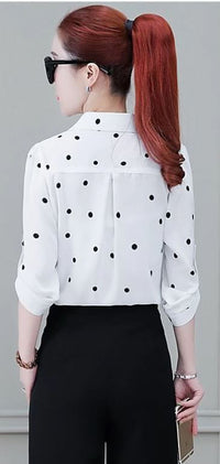 Chiffon Bluse Damen | Umlegekragen | halbe Ärmel | Knopfleiste | locker | knitterfrei-Luzern Mode