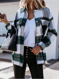 Damen Karohemd Oversize mit Tasche für Herbstmode-Grün 2 Akzent-S-Luzern Mode