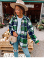 Damen Karohemd Oversize mit Tasche für Herbstmode-Grün Akzent-S-Luzern Mode