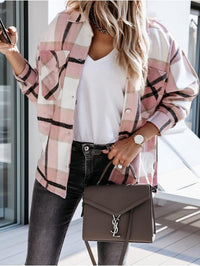 Damen Karohemd Oversize mit Tasche für Herbstmode-Rosa Akzent-S-Luzern Mode