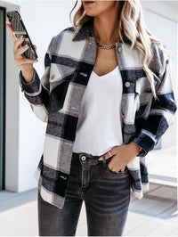 Damen Karohemd Oversize mit Tasche für Herbstmode-Schwarz Akzent-S-Luzern Mode