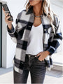 Damen Karohemd Oversize mit Tasche für Herbstmode-Schwarz Akzent-S-Luzern Mode