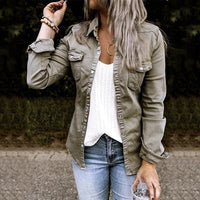 Damen Jeansjacke | Taschen | Baumwolle | Langarm | Knopfleiste -Luzern Mode