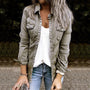 Damen Jeansjacke | Taschen | Baumwolle | Langarm | Knopfleiste -Grau-S-Luzern Mode