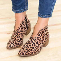 Alamea Damen V-Cut Rits Stiefeletten mit Blockabsatz-Leopardenmuster-36-Luzern Mode