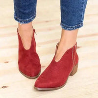 Alamea Damen V-Cut Rits Stiefeletten mit Blockabsatz-Rot-36-Luzern Mode