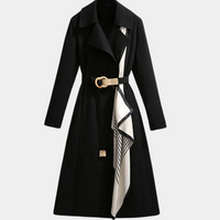 Damen Trenchcoat mit Gürtel - Eleganter Mantel für Herbst-Schwarz-XS-Luzern Mode
