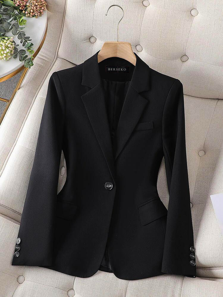 Herren Blazer Slim Fit mit Knopfleiste - Business Mode-Schwarz-S-Luzern Mode