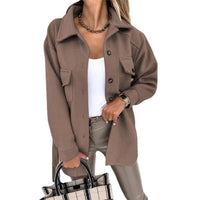 Damen Übergangsjacke mit Taschen und Knopfleiste Elegant-Braun-S-Luzern Mode