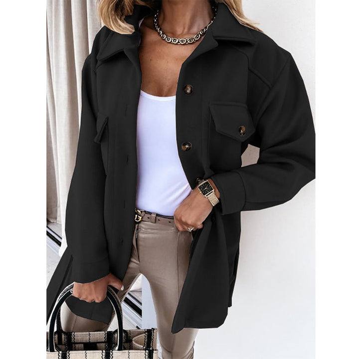 Damen Übergangsjacke mit Taschen und Knopfleiste Elegant-Schwarz-S-Luzern Mode