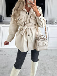 Damen Übergangsjacke mit Taschen und Knopfleiste Elegant-Weiß-S-Luzern Mode