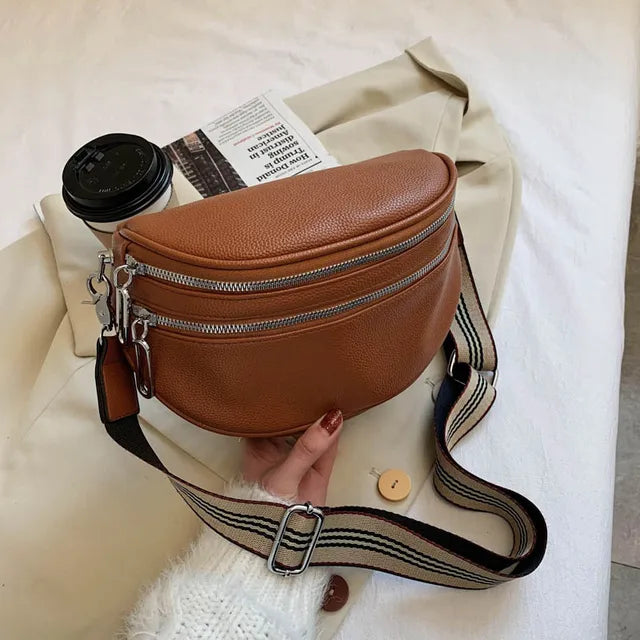 Hüfttasche Leder Unisex mit Verstellbarem Gurt für Reisen-Braun-25x20x9.5cm-Luzern Mode