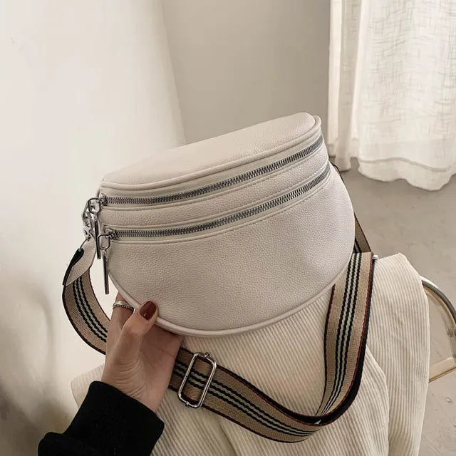 Hüfttasche Leder Unisex mit Verstellbarem Gurt für Reisen-Weiß-25x20x9.5cm-Luzern Mode