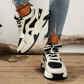 Damen Sneakers | Hohe Sohle | Halbhoch | Schnürverschluss | 2-Farbig-Luzern Mode