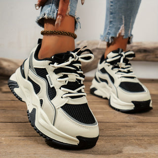 Damen Sneakers | Hohe Sohle | Halbhoch | Schnürverschluss | 2-Farbig-Luzern Mode