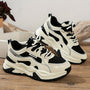 Damen Sneakers | Hohe Sohle | Halbhoch | Schnürverschluss | 2-Farbig-Schwarz-35-Luzern Mode