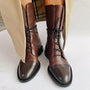 Damen Leder Stiefeletten mit Schnürung für Herbst/Winter-Braun-35-Luzern Mode