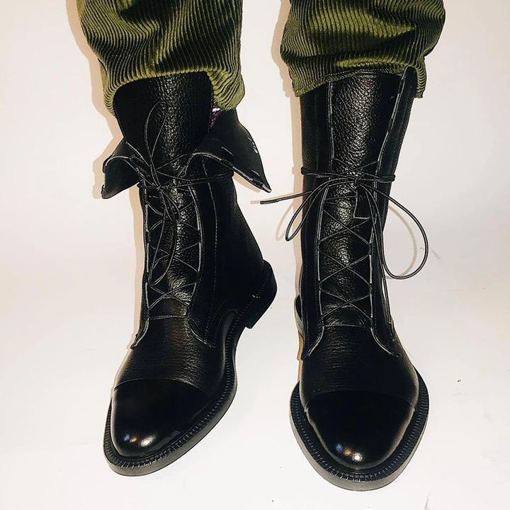 Damen Leder Stiefeletten mit Schnürung für Herbst/Winter-Luzern Mode