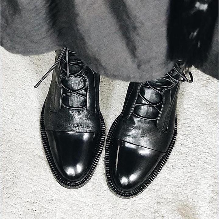 Damen Leder Stiefeletten mit Schnürung für Herbst/Winter-Luzern Mode