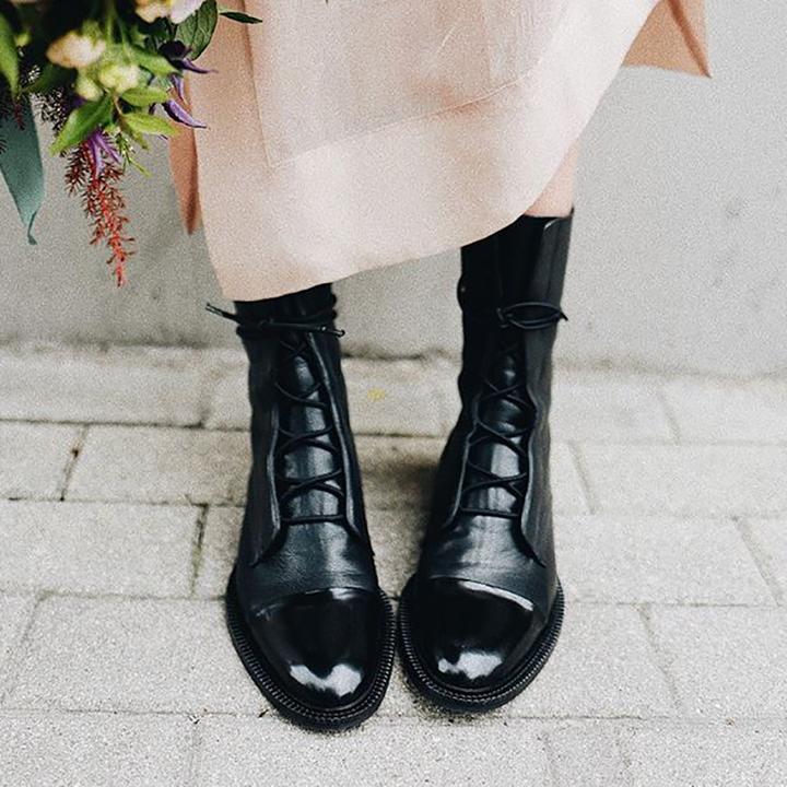 Damen Leder Stiefeletten mit Schnürung für Herbst/Winter-Luzern Mode