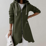 Langer Damen Kapuzenpullover mit Reißverschluss und Taschen-Grün-S-Luzern Mode