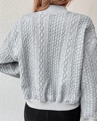 Damen Strickjacke mit Zopfmuster und Knopfleiste-Luzern Mode