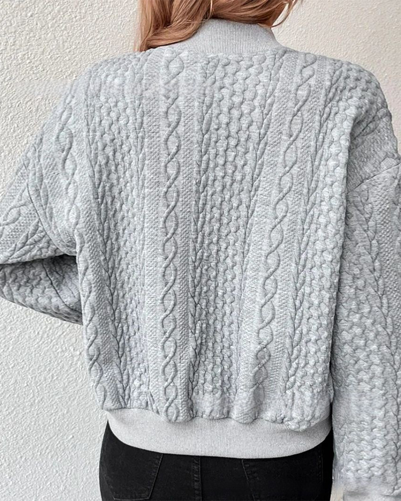 Damen Strickjacke mit Zopfmuster und Knopfleiste-Luzern Mode