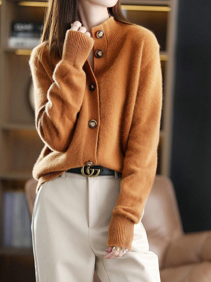 Luxuriöse Damen Kaschmir Strickjacke mit Knopfleiste-Luzern Mode