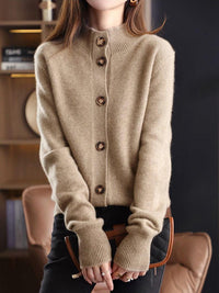 Luxuriöse Damen Kaschmir Strickjacke mit Knopfleiste-Luzern Mode