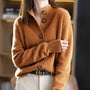 Luxuriöse Damen Kaschmir Strickjacke mit Knopfleiste-Karamell-XS-Luzern Mode