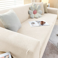 Sofahusse | Stilvoll Einfarbig Dehnbar Vielseitig Langlebig Elastisch-1-Sitzer (90-140cm)-Beige Weiß-Luzern Mode