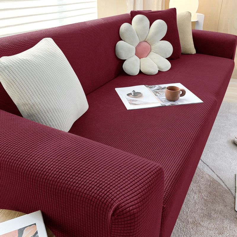 Sofahusse | Stilvoll Einfarbig Dehnbar Vielseitig Langlebig Elastisch-1-Sitzer (90-140cm)-Bordeaux-Luzern Mode