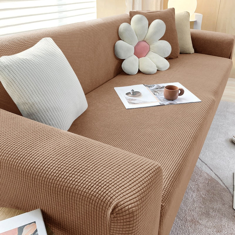 Sofahusse | Stilvoll Einfarbig Dehnbar Vielseitig Langlebig Elastisch-1-Sitzer (90-140cm)-Braun-Luzern Mode