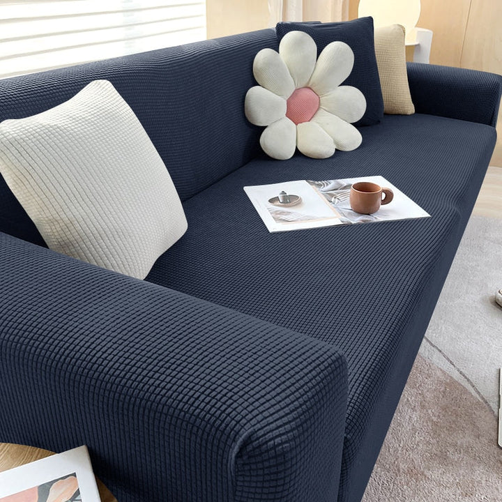 Sofahusse | Stilvoll Einfarbig Dehnbar Vielseitig Langlebig Elastisch-1-Sitzer (90-140cm)-Dunkelblau-Luzern Mode