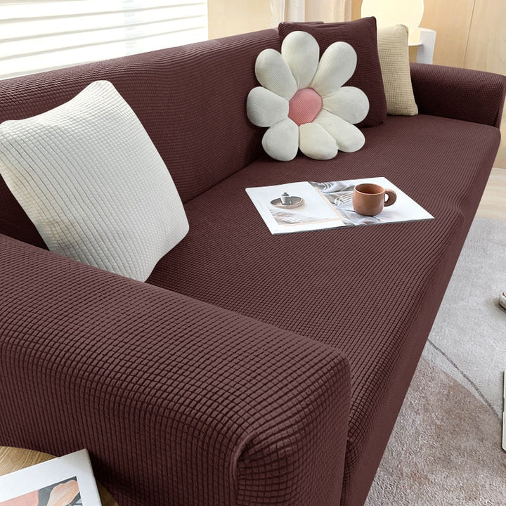 Sofahusse | Stilvoll Einfarbig Dehnbar Vielseitig Langlebig Elastisch-1-Sitzer (90-140cm)-Dunkelbraun-Luzern Mode