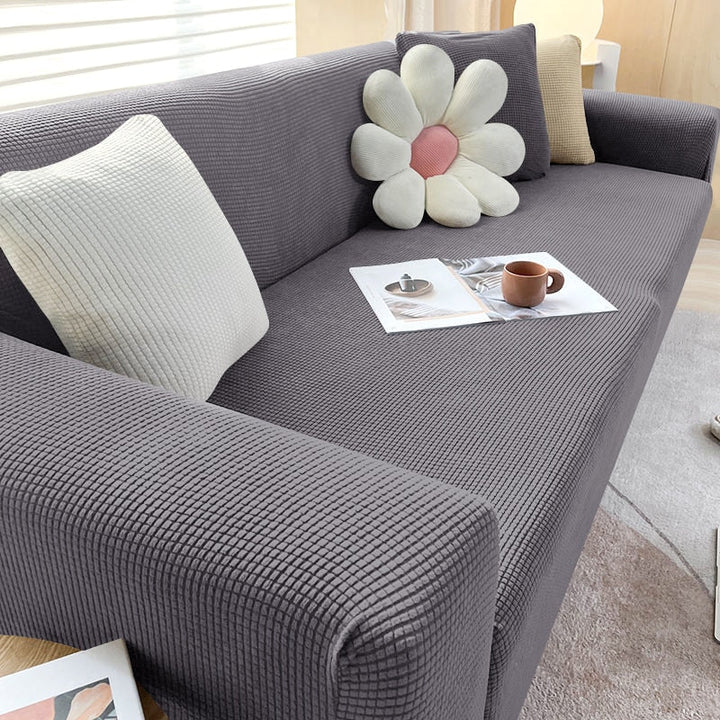 Sofahusse | Stilvoll Einfarbig Dehnbar Vielseitig Langlebig Elastisch-1-Sitzer (90-140cm)-Dunkelgrau-Luzern Mode