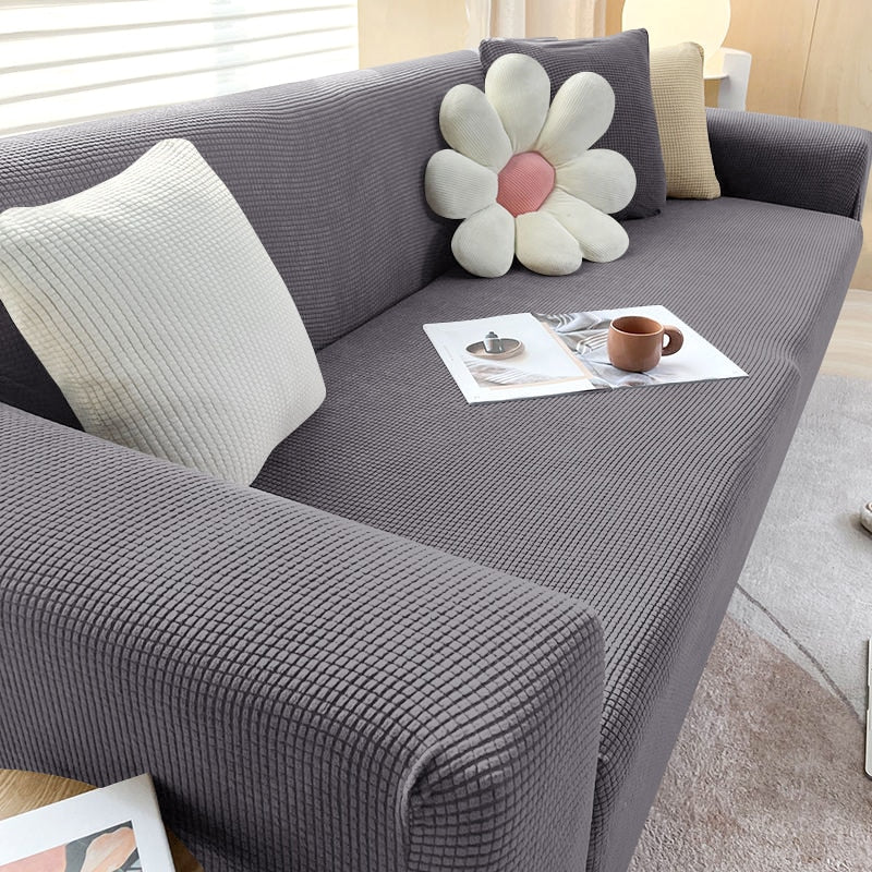 Sofahusse | Stilvoll Einfarbig Dehnbar Vielseitig Langlebig Elastisch-1-Sitzer (90-140cm)-Dunkelgrau-Luzern Mode