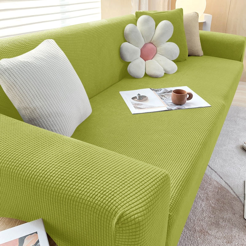 Sofahusse | Stilvoll Einfarbig Dehnbar Vielseitig Langlebig Elastisch-1-Sitzer (90-140cm)-Grasgrün-Luzern Mode