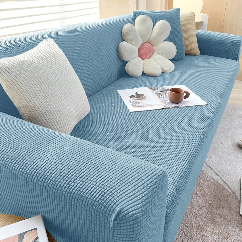 Sofahusse | Stilvoll Einfarbig Dehnbar Vielseitig Langlebig Elastisch-1-Sitzer (90-140cm)-Seeblau-Luzern Mode