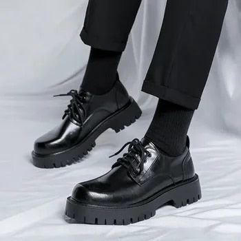 Herren Chunky Leder Halbschuhe mit dicker Sohle-Luzern Mode
