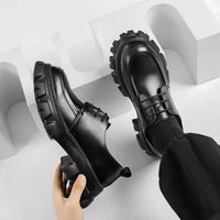 Herren Chunky Leder Halbschuhe mit dicker Sohle-Luzern Mode