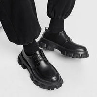 Herren Chunky Leder Halbschuhe mit dicker Sohle-Luzern Mode