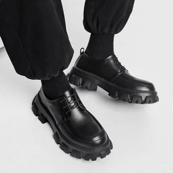 Herren Chunky Leder Halbschuhe mit dicker Sohle-Luzern Mode