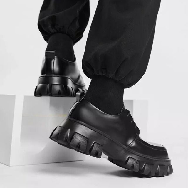 Herren Chunky Leder Halbschuhe mit dicker Sohle-Luzern Mode