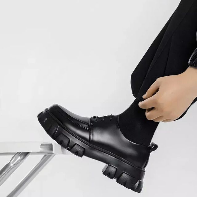 Herren Chunky Leder Halbschuhe mit dicker Sohle-Luzern Mode