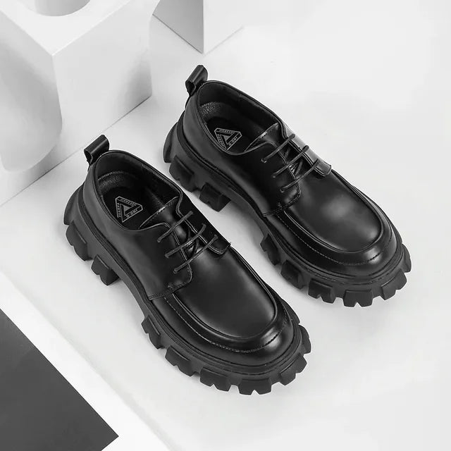 Herren Chunky Leder Halbschuhe mit dicker Sohle-Luzern Mode