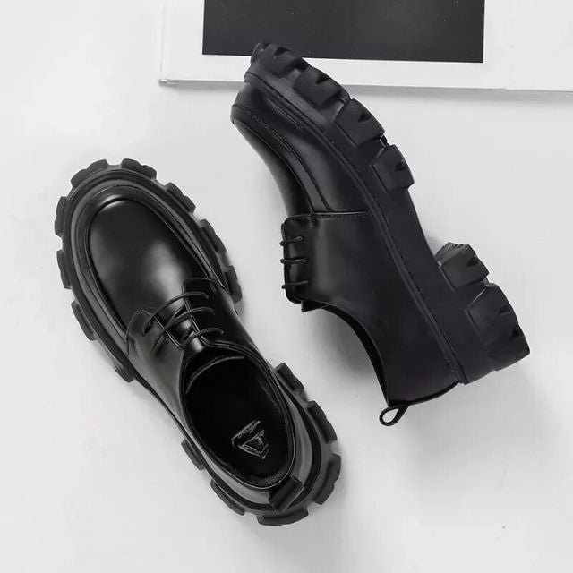 Herren Chunky Leder Halbschuhe mit dicker Sohle-Luzern Mode