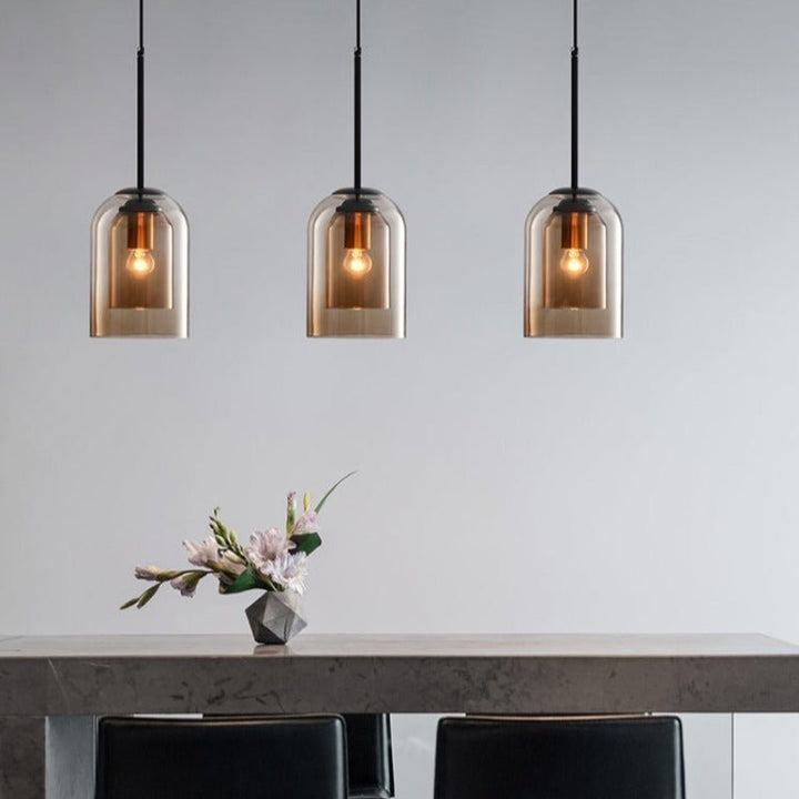 Pendelleuchte | Doppelglas | Stilvoll | Stimmungsvolles Licht | Einzigartig | Modern | LED | Langlebig-Luzern Mode