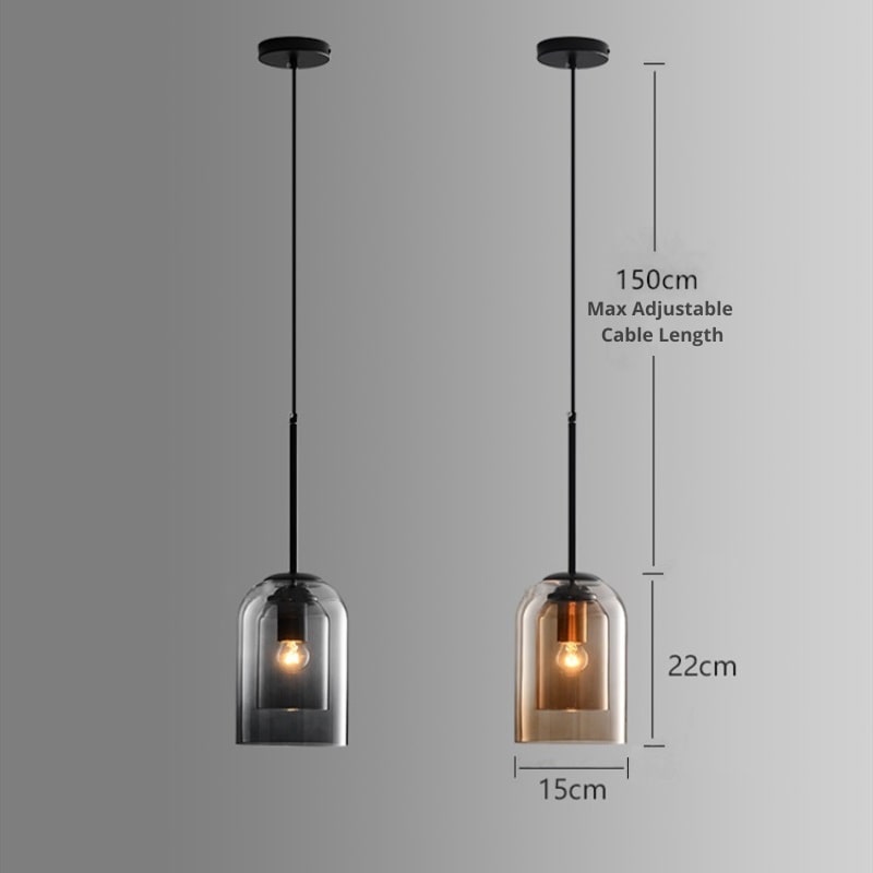Pendelleuchte | Doppelglas | Stilvoll | Stimmungsvolles Licht | Einzigartig | Modern | LED | Langlebig-Luzern Mode